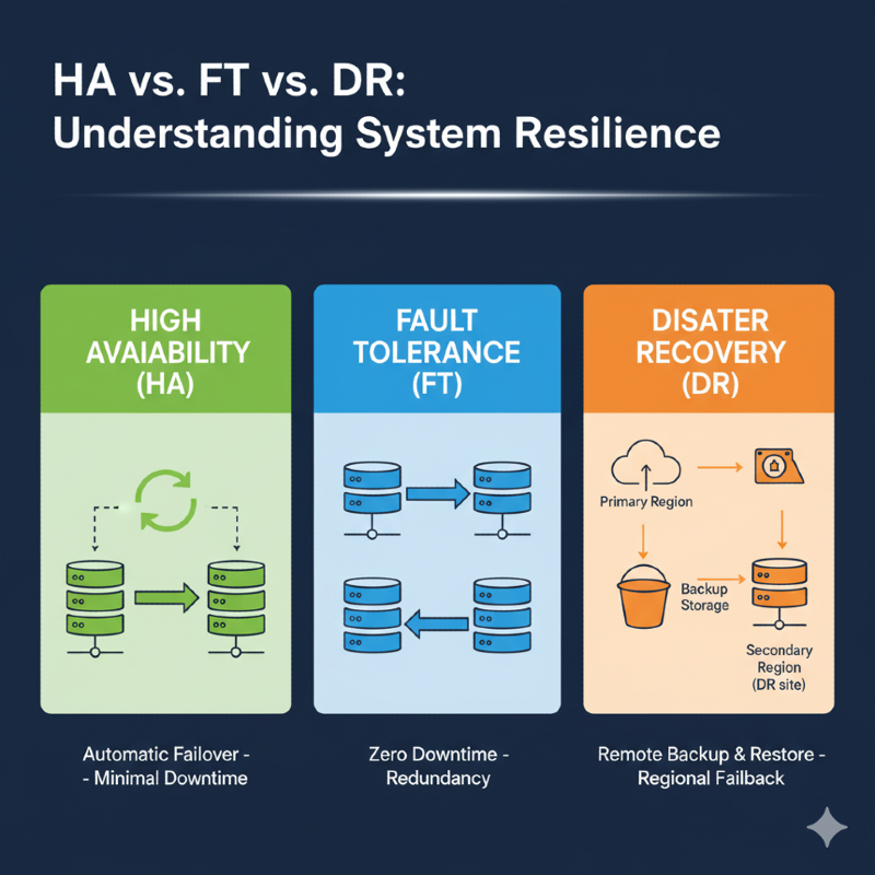 High Availability vs Fault Tolerance (and where Disaster Recovery fits in)